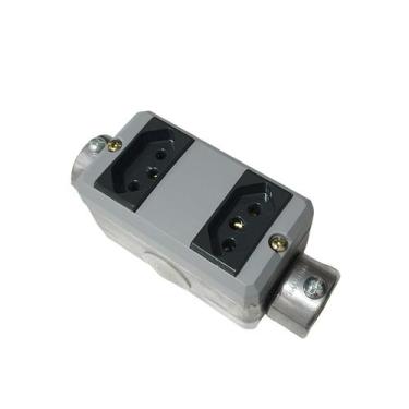 Imagem de Condulete C alumínio 3/4 Tramontina tomada dupla, Preto 10A