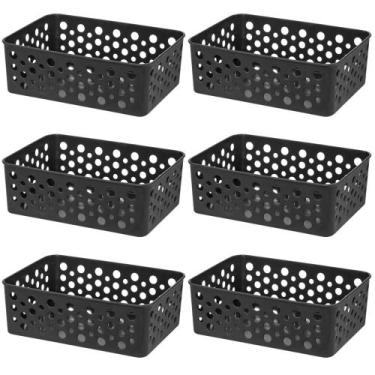 Imagem de Kit 6 Cesto Organizador Rattan Multiuso Armário Gaveta Lavanderia P (1