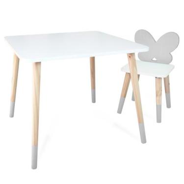 Imagem de Kit Mesa e Cadeira Infantil Borboletinha - Eita Casa Perfeita, Cinza