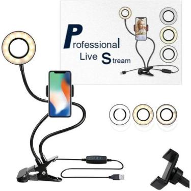 Imagem de  Iluminador Ring Light Suporte Articulado De Mesa Live Stream - BC BOR