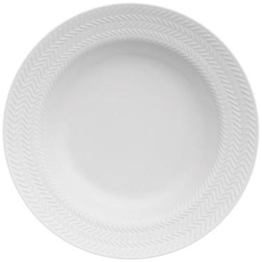 Imagem de Prato Fundo Redondo 23,5cm Porcelana Relevo Chevron Germer Branco Mesa
