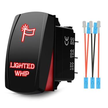 Imagem de Botão de interruptor de balanço iluminado de 5 pinos Xislet para Polaris Ranger RZR Can-Am Commander 800 Maverick X3 Spyder F150 Truck Jeep Rocker Switch, retroiluminação de LED âmbar com vedação e fio jumper