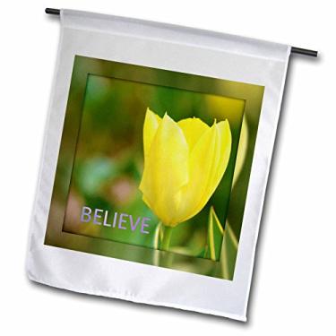 Imagem de 3dRose fl_47709_1 Bandeira de jardim fotografia de primavera flores de tulipas amarelas Acredite 30 x 45 cm