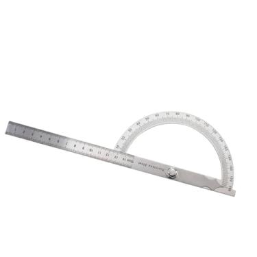 Imagem de IEUDNS Medida do régua de transferidor do Angle Medida em aço inoxidável multifuncional, resistente para ângulos de marcação de 0 a 180 graus