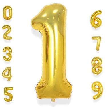 Imagem de Balões de Hélio com Número AULE Big Gold 40 Polegadas
