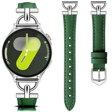 Imagem de DEALELE Pulseiras compatíveis com Samsung Galaxy Watch 7 / FE / 6/6 Classic / 5/5 Pro / 4/4 Classic / 3 41 mm / Huawei GT3 / GT2 de 42 mm, couro macio de 20 mm com pulseira em forma de D para mulheres