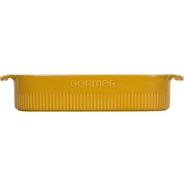 Imagem de Germer, Travessa retangular em porcelana, modelo assar ou servir, refratária, 2600 ml, Amarelo