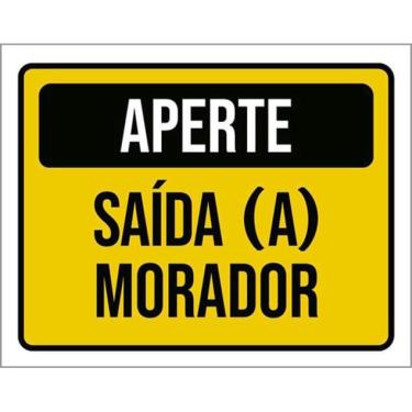 Imagem de Kit 10 Placas Aperte Saída A Morador 36X46