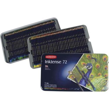 Imagem de Lápis de Cor Aquarelável Inktense 72 Cores Estojo Lata - Derwent, Únic