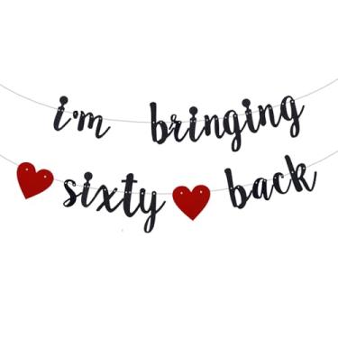Imagem de 60th Birthday Banner Decorações I'm Bringing Sixty Back Banner Black Glitter 60 & Fabulous Party Supplies for Men or Women. (Pré-amarrado)