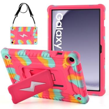 Imagem de DETUOSI Capa para Samsung Galaxy Tab A9+/A9 Plus 11 polegadas 2024/2023 (SM-X210/X216/X218), capa resistente à prova de choque resistente para Galaxy Tab A9 Plus com suporte e alça de ombro
