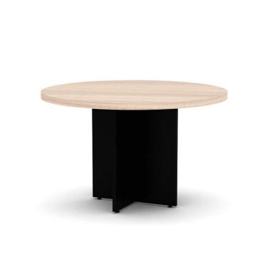 Imagem de Mesa De Reunião Para Escritório Redonda 120Cm Pe40 Pandin Móveis Nogueira Casa Blanca/Preto