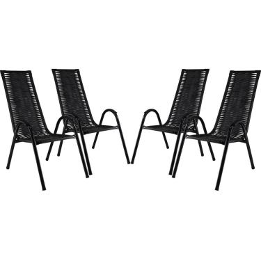 Imagem de Conjunto Com 4 Cadeiras Canadá Em Fibra Sintética Preto