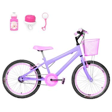 Imagem de Bicicleta Infantil Aro 20 Aero + Kit Passeio Lilás E Rosa