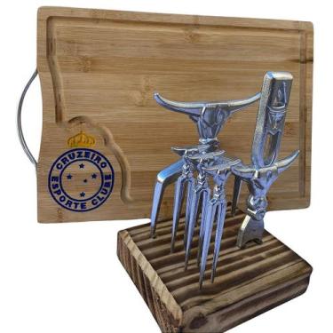 Imagem de Kit Tabua Churrasco Cruzeiro com Kit Garra de Boi 4 Dentes - Wood Desi