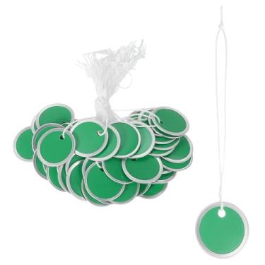 Imagem de PATIKIL Etiquetas de chave de aro de metal de 3,5 cm, pacote com 50, etiquetas de papel redondas em branco, chaveiros graváveis, identificadores com cordão atado para porta de carro, gaveta, chaveiro