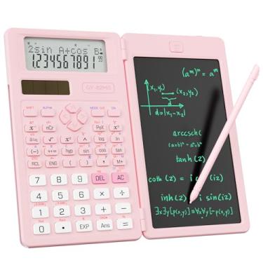 Imagem de Calculadora científica para escola com bloco de notas, material escolar ROATEE de ensino médio e médio para estudantes, calculadora científica dobrável de 2 linhas 82 MS com tablet de escrita, solar e