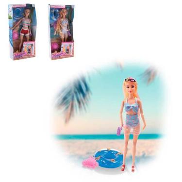 Imagem de Boneca meggie praiana com boia e acessorios 4 pecas na caixa - PICA PA