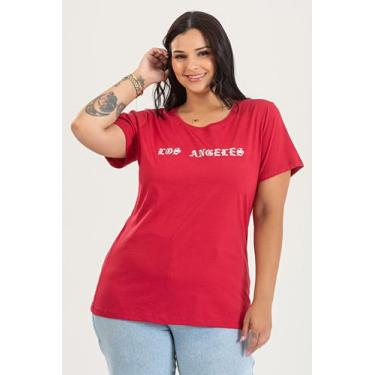 Imagem de T-shirt Feminina Plus Size em Malha Algodão c/ Estampa "LOS ANGELES" -