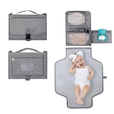 Imagem de Trocador de Fraldas Portátil, Bolsa Trocador Portátil Dobrável Reutilizável Bebê Menina/Menino recém-nascidos – trocar bebê com bolso inteligente Dobrável Com Porta Fralda E Lenço – Kit troca de viagem à prova d'água