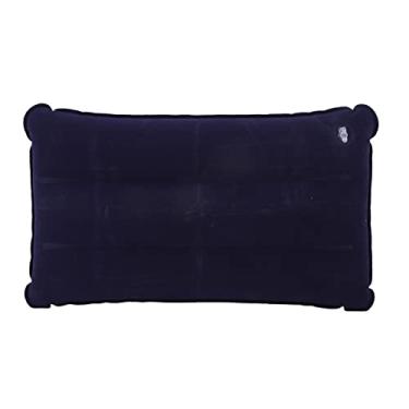 Imagem de Travesseiros de Viagem Portáteis, Design de Bocal de Ar de PVC Retangular Macio e Confortável Travesseiro Inflável para Barraca (Azul-marinho)