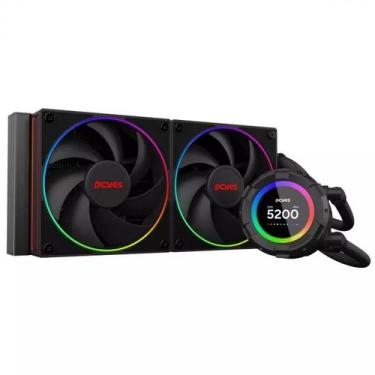 Imagem de Water cooler pcyes vision 240mm black vulcan - tela lcd 2,1" - vs240bv