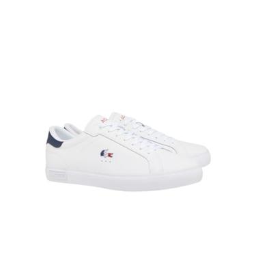 Imagem de Lacoste Tênis masculino Powercourt, Branco, azul marinho e vermelho, 45