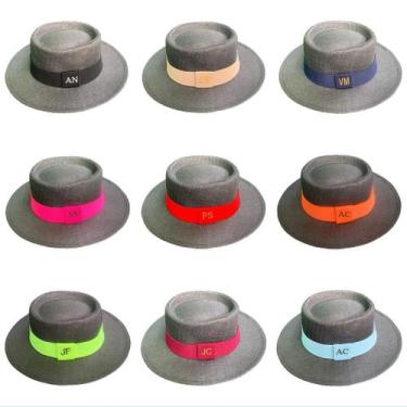 Imagem de Chapéu Paris de Juta Preto com Faixa Personalizada - cathe beach