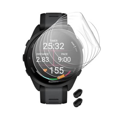 Imagem de Fintie Pacote com 6 protetores de tela compatíveis com Garmin Forerunner 165/165 Music Smartwatch - Película protetora transparente antiarranhões, alta definição com plugue de silicone antipoeira