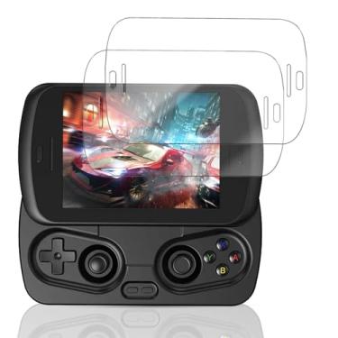 Imagem de YAJOJO Pacote com 2 protetores de tela para console de jogos portátil ANBERNIC RG Slide, vidro temperado de dureza 9H para slide ANBERNIC RG, antiarranhões, sem bolhas, clareza HD