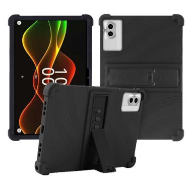 Imagem de Capa para tablet Boost Celero5G TAB de 11 polegadas, capa protetora de silicone macio, adequada para crianças, capa para tablet com suporte ajustável, 4 cantos, à prova de choque, preta