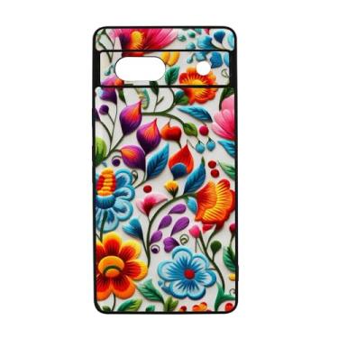 Imagem de qizjio Capa de telefone com estampa de bordado floral à prova de choque capa protetora mexicana arte popular para celular Google Pixel 7A