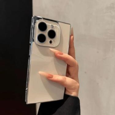 Imagem de Capa protetora de lente com revestimento texturizado de luxo para iPhone 16, 15, 14 Plus, 13 Pro Max, capa à prova de choque Dazzle (para iPhone 13 Pro Max/SM dourado)