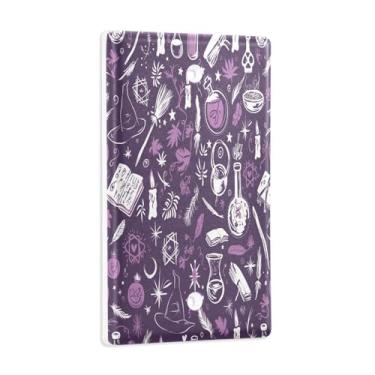 Imagem de Blueangle Placa de parede decoradora de capa em branco, tamanho padrão 1 gangue Halloween Witch Switch Cover para quarto de escritório em casa, 4,53 x 2,76 polegadas (994)