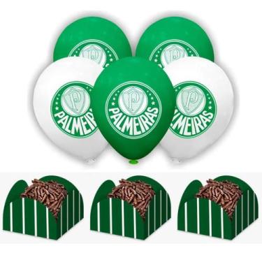 Imagem de Kit Festa Palmeiras Futebol 20 Balões + 50 Forminhas Para Doces - Insp