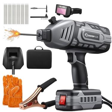 Imagem de Sakerplus Máquina de solda portátil, máquina de solda 110 V, soldador portátil ARC com inversor IGBT 5 ajuste de corrente variável, 30 peças de hastes de arame de 3/81.3 cm, capacete de soldagem