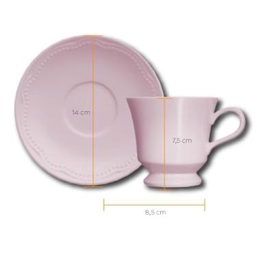 Imagem de Conjunto Xícaras para Chá Porcelana 6 Peças 190 Ml Rosa Cottage Germer