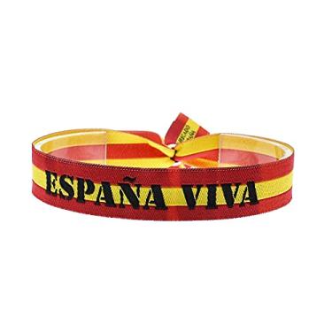 Imagem de BDM Pulseira com a bandeira da Espanha feita de tecido, España Viva, ajustável para homens e mulheres.