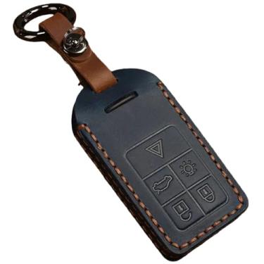 Imagem de Capa de couro para chave remota de carro, compatível com volvo xc60 v60 s60 xc70 v40, acessórios automotivos, proteção total(Blue A)