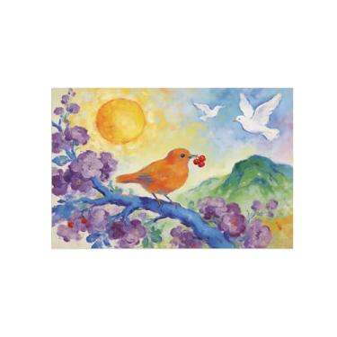 Imagem de BMZFYBS Impressão em tela de arte de parede animal - pássaro no galho - pintura de decoração moderna - imagens para quarto de crianças escritório 20 x 30 cm 8 x 12 polegadas sem moldura