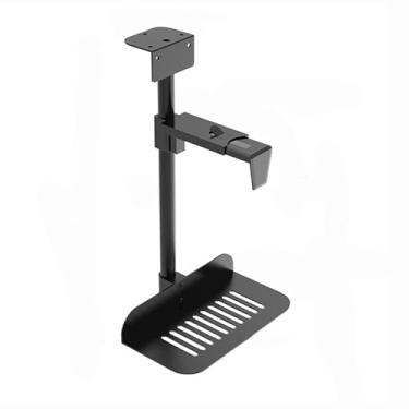 Imagem de VHDY85KA Suporte para CPU de escritório sob a mesa - Suporte universal para PC ajustável sob a mesa para jogos PC com rotação de 360°, acessórios de suporte de torre de PC suspenso (Preto)