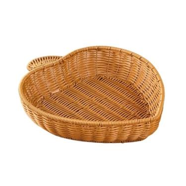 Imagem de Suporte de frutas cesta de frutas tecido de vime cestas de servir pão, tigelas de armazenamento de lanches, cestas de armazenamento, suporte para tigela de frutas (grande)