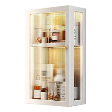 Imagem de Armário de remédios montado na parede, rack de cosméticos para banheiro sem broca, prateleira de cozinha flutuante, organizador de armazenamento sobre vaso sanitário, cor bianco, 30 x 14 x 53 cm