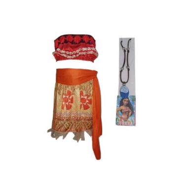 Imagem de Fantasia Roupa Infantil Moana sem alça Com Colar - Fashion Style Infin