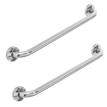 Imagem de Barra de Apoio 80cm Inox Kit 2 Uni Banheiro Box Varanda Escada Corrima