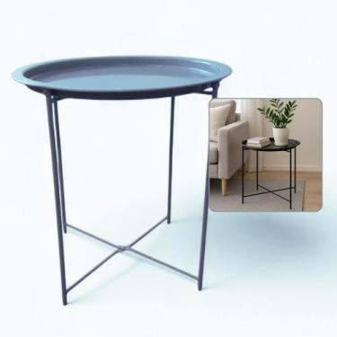 Imagem de Mesa Redonda Auxiliar Apoio Decorativo Metálica Centro Funcional mesa 