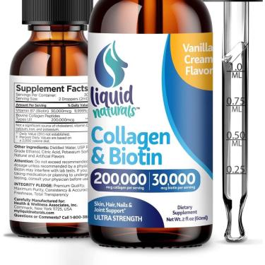 Imagem de Suplementos Liquid Naturals Colágeno e Biotina 60ml para mulheres-Unissex