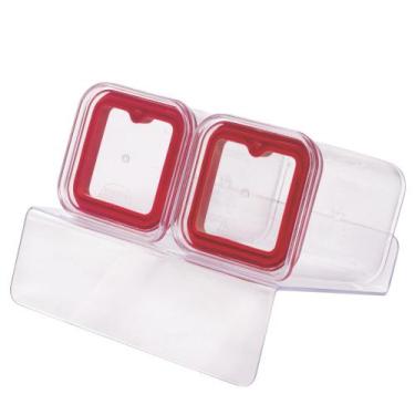 Imagem de Porta temperos / condimentos cristal 2 peças com base vermelho Plasuti