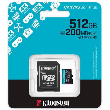 Imagem de Cartão de Memória Micro SD Kingston Canvas Go Plus com U3 C10 V30 A2 512GB SDCG4-512GB