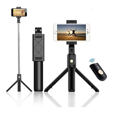 Imagem de Tripé 2 em 1 Pau De Selfie e Tripé com Controle Bluetooth Sem Fio Fotos e Vídeos